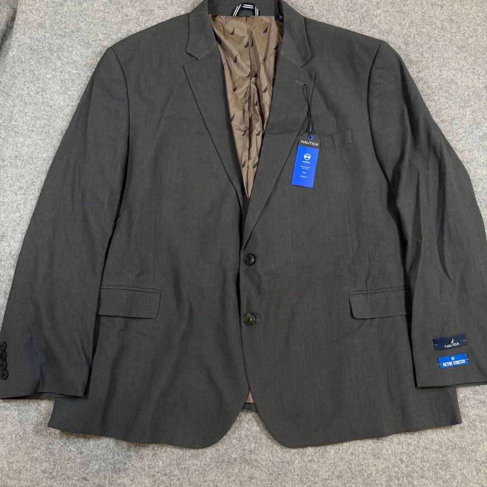 Nautica Mens 54R W48 Charcoal Gray 2-Piece Modern Fit Bi-Stretch Suit NA000276